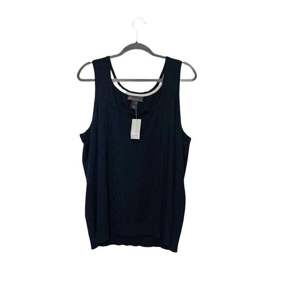 Lane Bryant Tops - NWT Lane Bryant 22/24 Black Knit Tank Top Sleeveless Square Neck